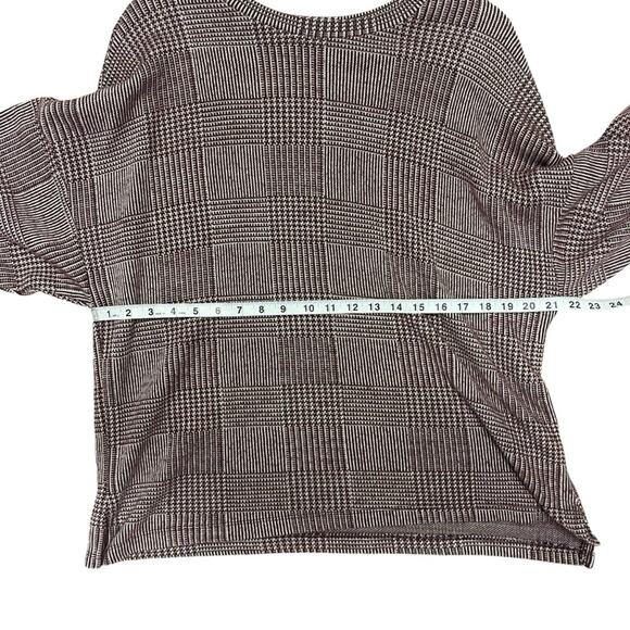 ZARA W/B Womens XL Maroon Cream Boat Neck Long Sleeve Tunic Sweater Basic Lounge - Picture 5 of 7